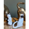 Image 10 : Solid Brass Cats (Pair, Tallest is 7.5 Inches) Plus Assortment of 4 Bone China Cats (Damage) 