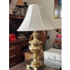 Image 1 :  pair of matching brass lamps with nice white shades . 