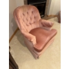 Image 3 : Vintage Pink Velvet Rocking Chair with Matching Ottoman