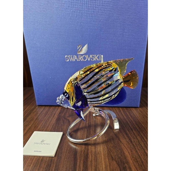 Swarovski Crystal Striped Tropical Fish Figurine with Stand