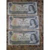 Image 2 : Sequential Canadian One Dollar Bills: BFK3954873/4/5- No Folds/ Good Condition