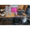 Image 1 : Contents of Shelf: Nostalgia Electrics Cotton Candy Machine, The Rock Pots, Glassware and More!
