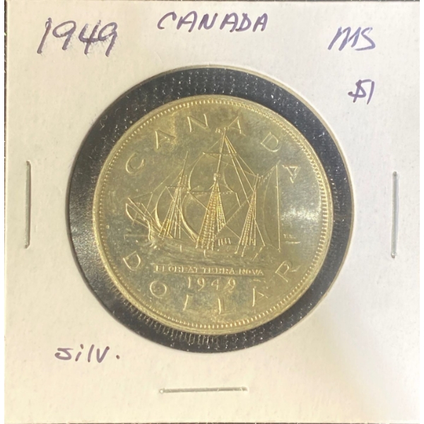 1949 Canadian Dollar 80% Silver 23.33 Grams 