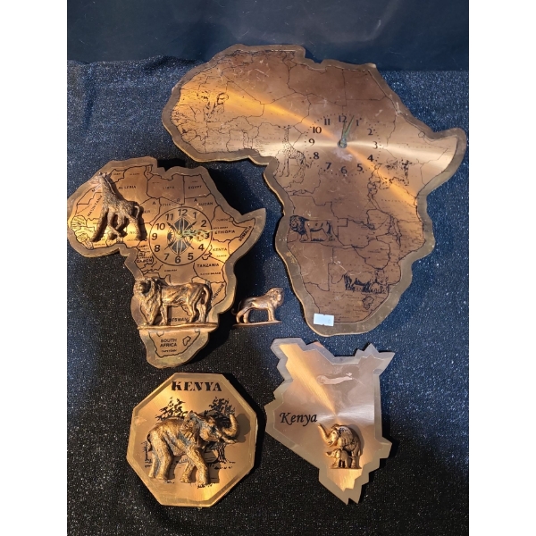 Kenya Plate and Clock Decor- Largest Clock: 16 X 18