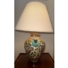 Image 5 : Italian Majolica Pottery Table Lamp w/ Griffin Head Handles & Handpainted Floral Motif