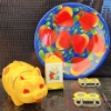 Image 1 : Collection: Hand-Painted Dish, Vintage Piggy Bank, Tin Holder, and Cast Iron Hooks
