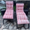 Image 1 : Modern Wicker Chaise Loungers ft/ Adjustable Back & Body Cushions w/ 2 Glass Top Tables