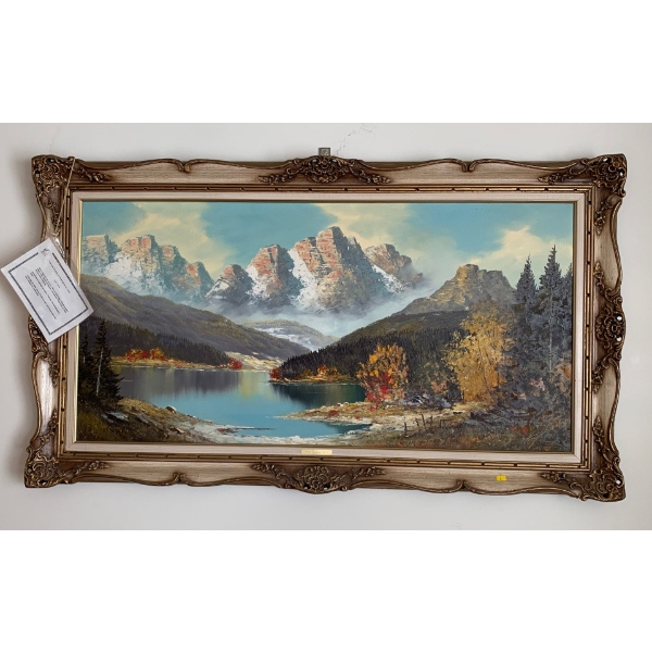 Vintage Hoffer Oil on Board 56x36 Mountain Landscape