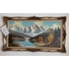 Image 1 : Vintage Hoffer Oil on Board 56x36 Mountain Landscape