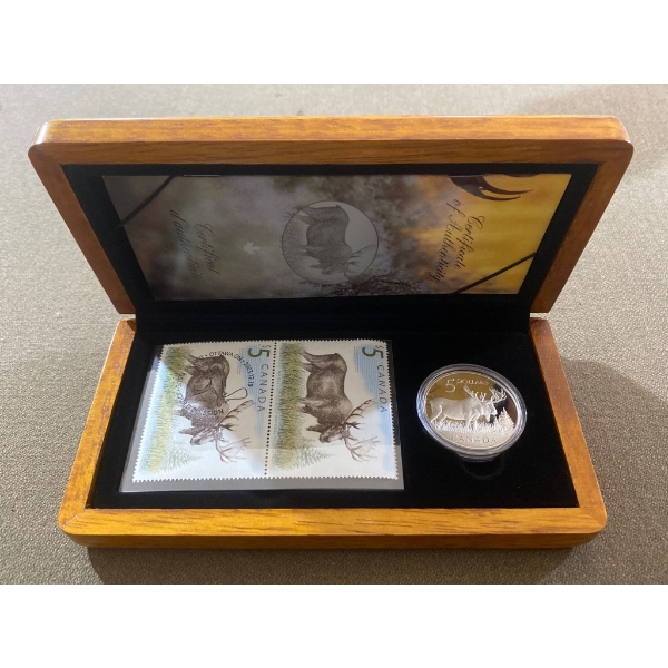 2004 Canada $5 Majestic Moose Silver Proof Coin & Stamp Set
