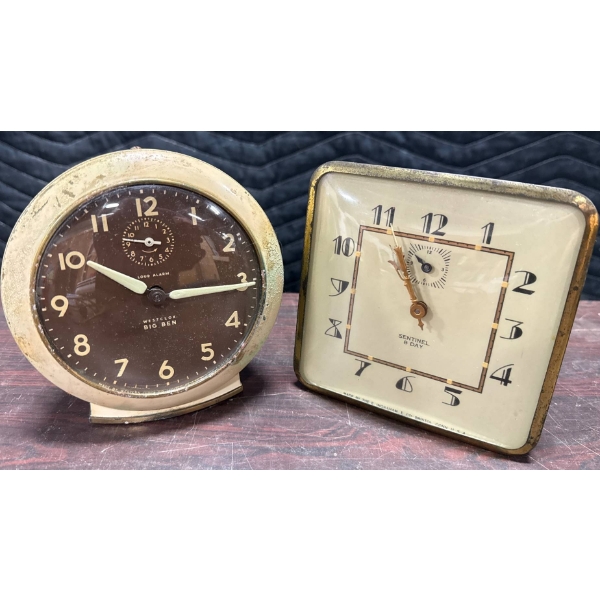 Vintage Manual Wind-Up Alarm Clocks with Metal Casings