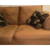 Image 2 : Brown Fabric Two Seat Sofa 62 W, 39 D, 27 T, Extra Throw Cushions Included 