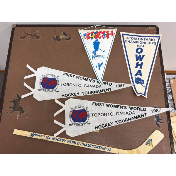 Women's Ice Hockey and Skating Memorabilia, Including Ephemera and Mini Stick