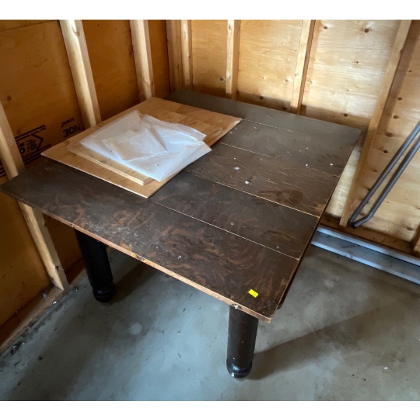 Antique Wood Table 45x40, But Extends to Double its Size 