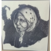 Image 2 : Untitled: Woman w/ Pipe, Artist: Patricia (Gail) Cyr, Pen and Ink Framed Under Glass 19.5 X 20.5