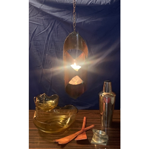 Hanging Candle Sconce w/ Assorted Serving Pieces 