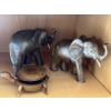Image 3 : Wooden Carvings of Elephants (2 Total, One Missing Husk, 8L) w/ Turtle Trinket Box (Slight Chip) 