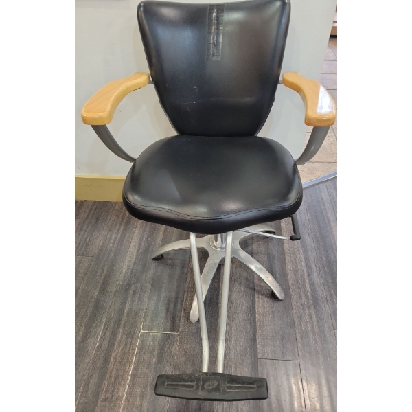 Orbit Hydraulic Salon Styling Chair 5 - Genuine Leather w/ Brushed Nickel - 22x24x37