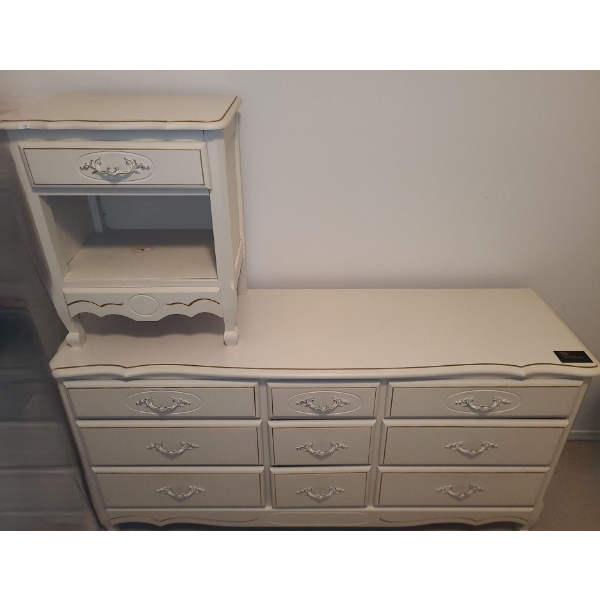 Dresser 57 W, 17 D, 30 T and Nightstand by Durolam
