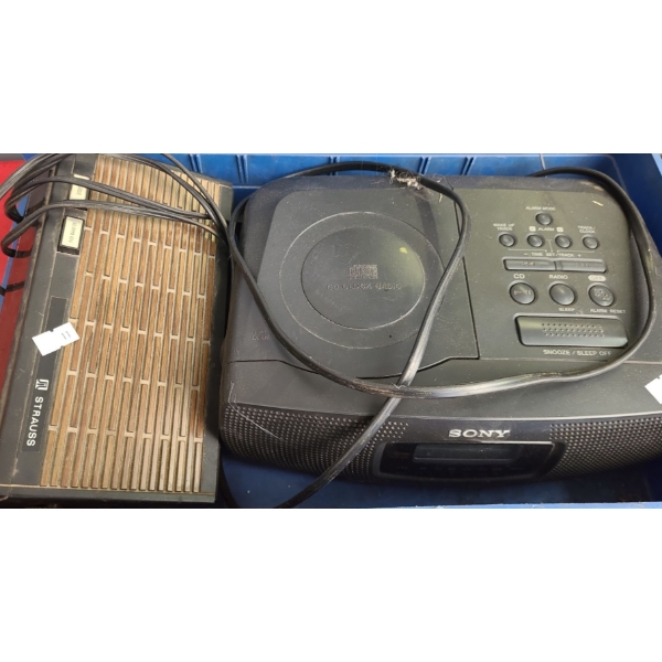 Clock Radios: Strauss Digital Clock Radio and Sony Model ICF-CD820 CD Radio 