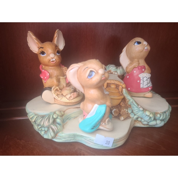 Pendelfin Hand Painted Stonecraft- "Totty", "Nipper", & "Lucky Pocket" Figurines