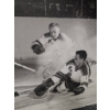 Image 1 : Black-and-White Action Photograph of Hockey Players, 33x19 Inches