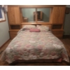 Wooden Storage Headboard w/ Queen Size Mattress & Box Spring + Linens w/ Light