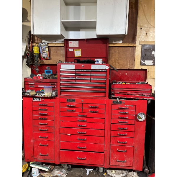 Massive GRAY toolbox with all contents. 6 toolboxes in total all the drawers are full several differ