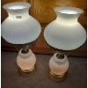 Image 2 : Pair of Lamps w/ White Shades and Metal Frame, Lights From Either Top or Bottom Sections/ Or Both