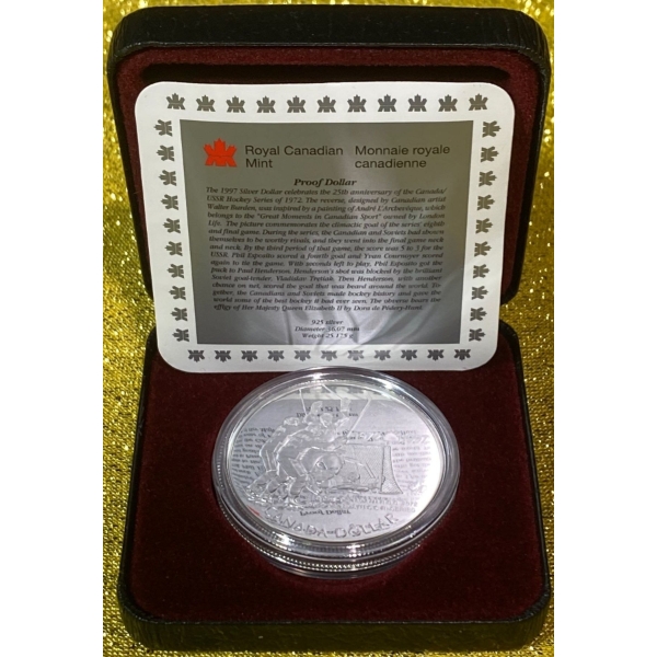 1997 25th Anniversary of the 1972 Canada vs. USSR Summit Series 92.5% Silver Coin, 25.175 grams