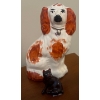 Image 1 : RARE Antique Authentic Staffordshire Spaniel 11T w/ Feline Friend - Porcelain