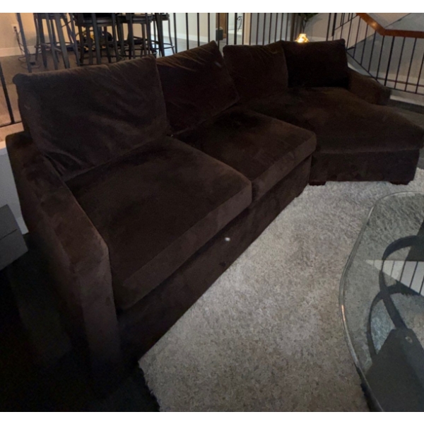 Rearrangable Lovesac Sactional Sofa- Can be Moved into Different Configurations  Brown Velvet Like U