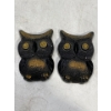 Image 1 : Chalk Birds, Pair of Black and Gold Coloured Owls
