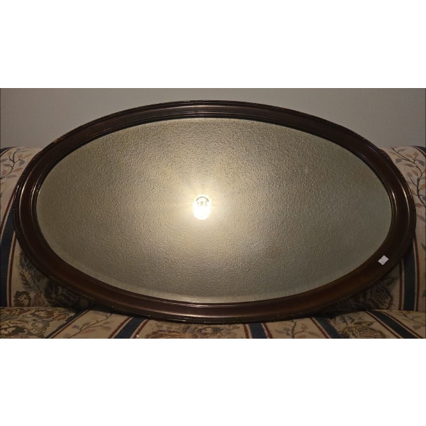 Antique Oval Wooden Framed Mirror - 25x39