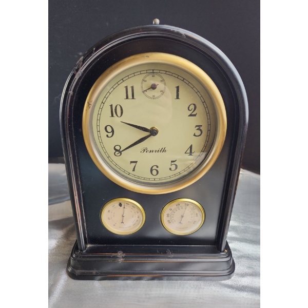 Penrith Quartz Battery Operated Clock w/ Hygrometer and Thermometer Features 10 W, 5.5 D, 13  T 