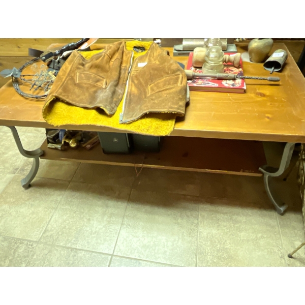 Solid Wood Coffee Table with Metal Claw Feet