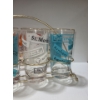 Image 3 : Vintage Glass Display/ Carrier w/ Eight World City Glasses- Carrier: 13 W, 7 D, 8 T 
