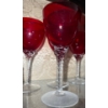 Image 3 : Hand Painted Wine Glasses (Some Fade/Peeling),  Gold Trimmed Decorative Glasses, Ruby Red Goblets  