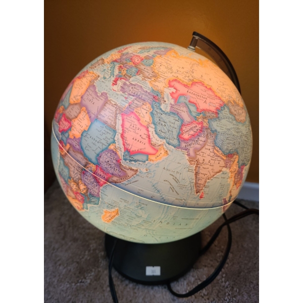 Plug In Globe of "The Political World" Base 7" Diameter, 13 T 