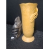 Image 2 : Soapstone Carved Face 2.5 W, 5 D, 7 T and Yellow Vase w/ Painted Flowers 4" Base, 10 T 