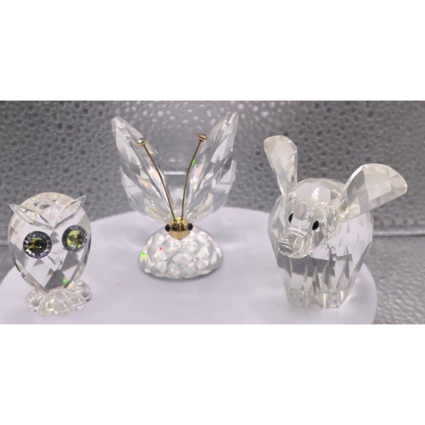 Swarovski Crystal Animals Owl, Butterfly and Elephant 