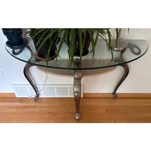 Glass, Metal and Marble Side Table, Made in Mexico, Contents NOT Included Table Only, 46W, 27T