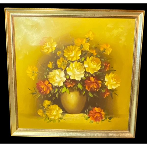 M. Anderson's Massive Oil on Board Floral Art 44x46 