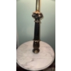 Image 3 : Tiffany Style Floor Lamp w/ Brass & Marble Pedestal Table 
