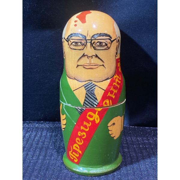 Hand Painted Russian Political Nesting Dolls-Vintage Complete