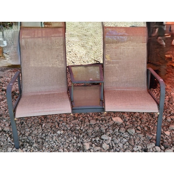 Double Seater Outdoor Patio Chairs w/ Centre Console 54 W, 24 D, 38 T 