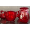 Image 3 : Cranberry Glass: Anchor Hocking Crow's Foot, Pilgrim Glass Vase, and Royal Ruby Red Glasses (2) 