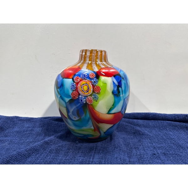 Colourful Glass Vase 9.5H