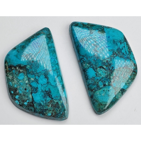 Chrysocolla Pair (56.2 ct total, 36×20.5×5.1 mm)