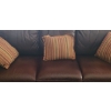 Image 2 : Natuzzi Leather 3 Seater Brown Club Couch w Pillow 92 w 34 h